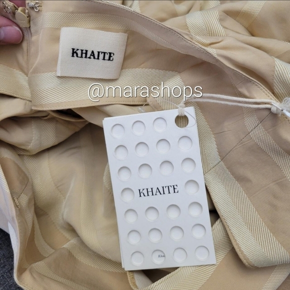Khaite Louie Drape Beige Striped Skirt - Picture 5 of 6